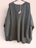 Pull Col V Oversize Noir- Taille Unique (44 au 52)