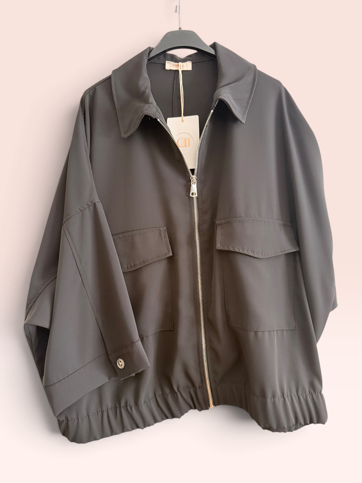 Ensemble Veste Zippée et Pantalon Fluide Noir - Taille Unique Grande Taille (44/50)