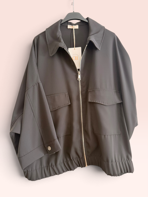 Ensemble Veste Zippée et Pantalon Fluide Noir - Taille Unique Grande Taille (44/50)