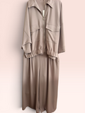 Ensemble Veste Zippée et Pantalon Fluide Taupe- Taille Unique Grande Taille (44/50)
