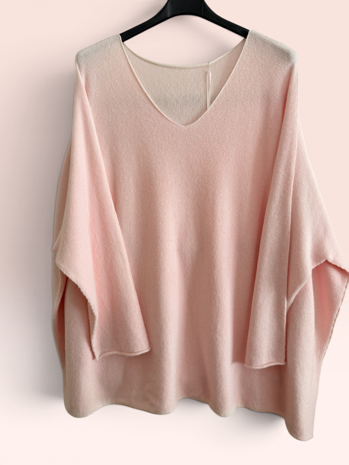 Pull Col V Oversize Rose - Taille Unique (44 au 52)