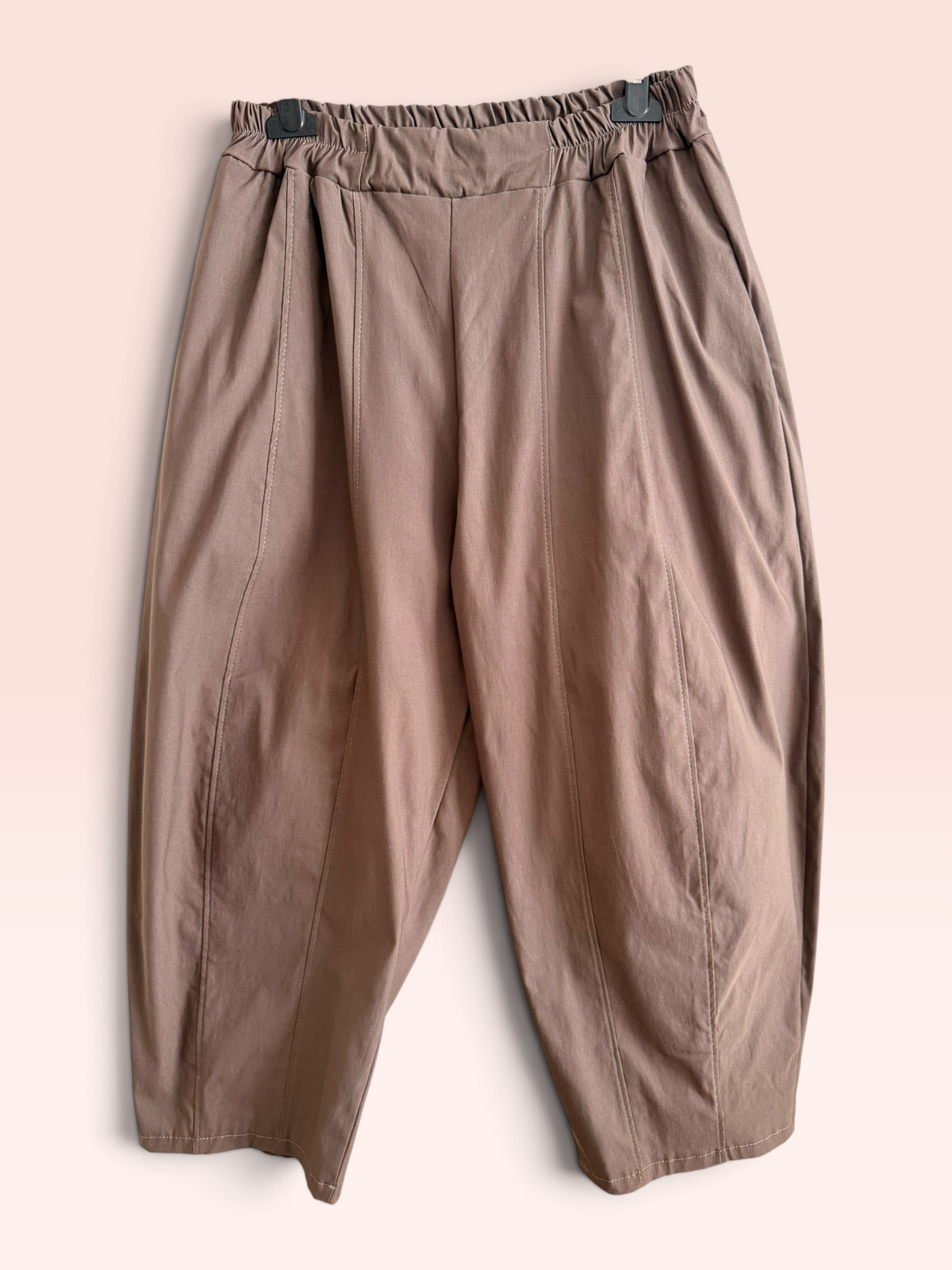 Pantalon Barrel Leg Taupe Élastiqué - Taille Unique Grande Taille (44/50)