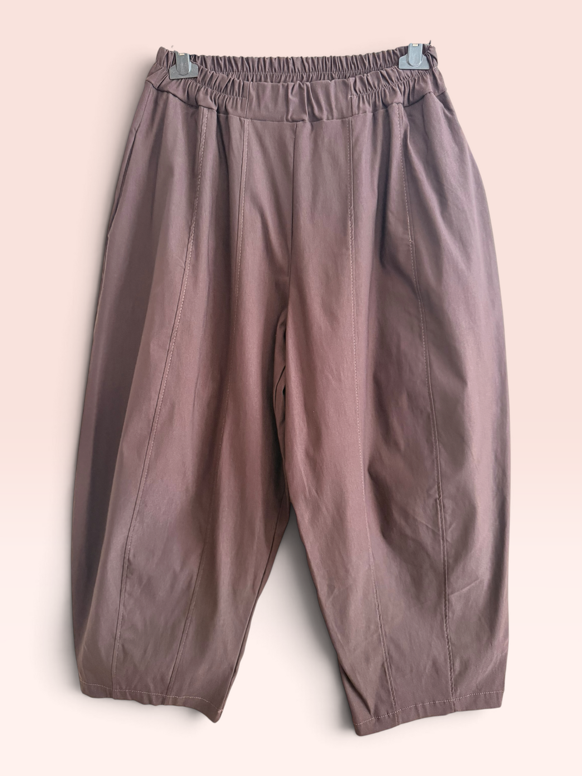 Pantalon Barrel Leg Marron Élastiqué - Taille Unique Grande Taille (44/50)
