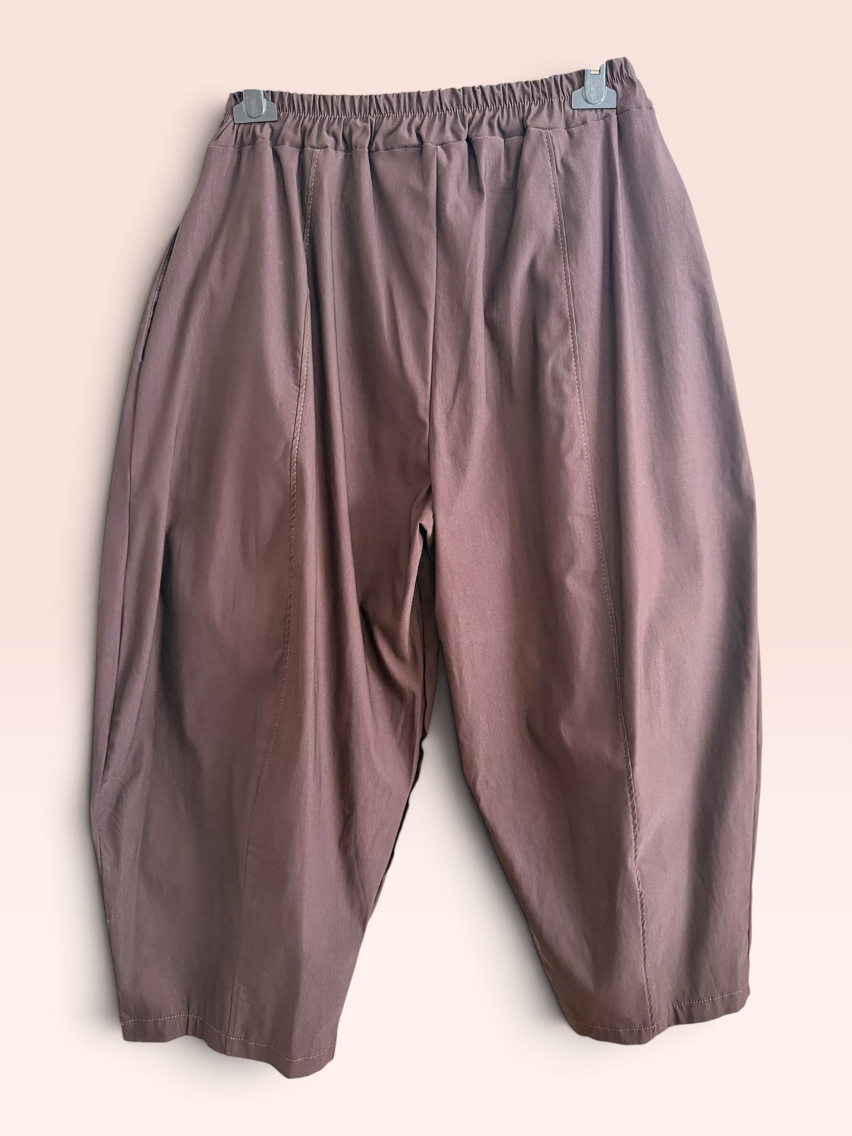 Pantalon Barrel Leg Marron Élastiqué - Taille Unique Grande Taille (44/50)