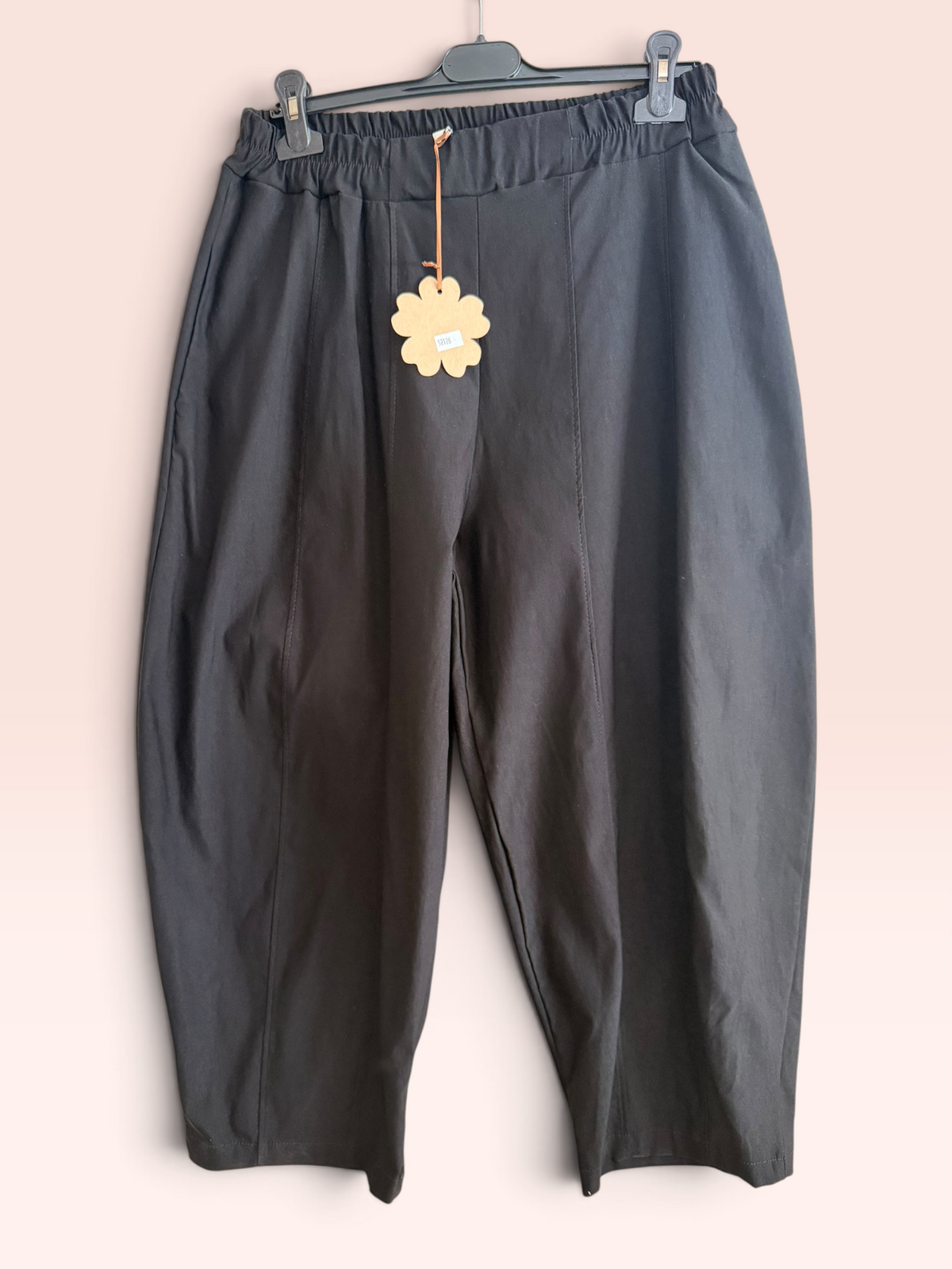 Pantalon Barrel Leg Noir Élastiqué - Taille Unique Grande Taille (44/50)
